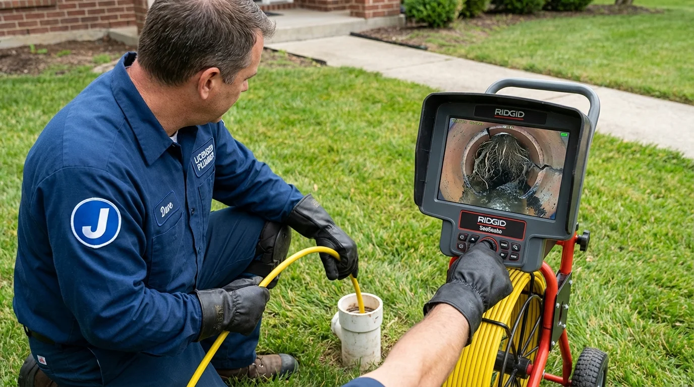 Sewer camera inspection being performed by Johns Plumbing LLC in Huntsville
