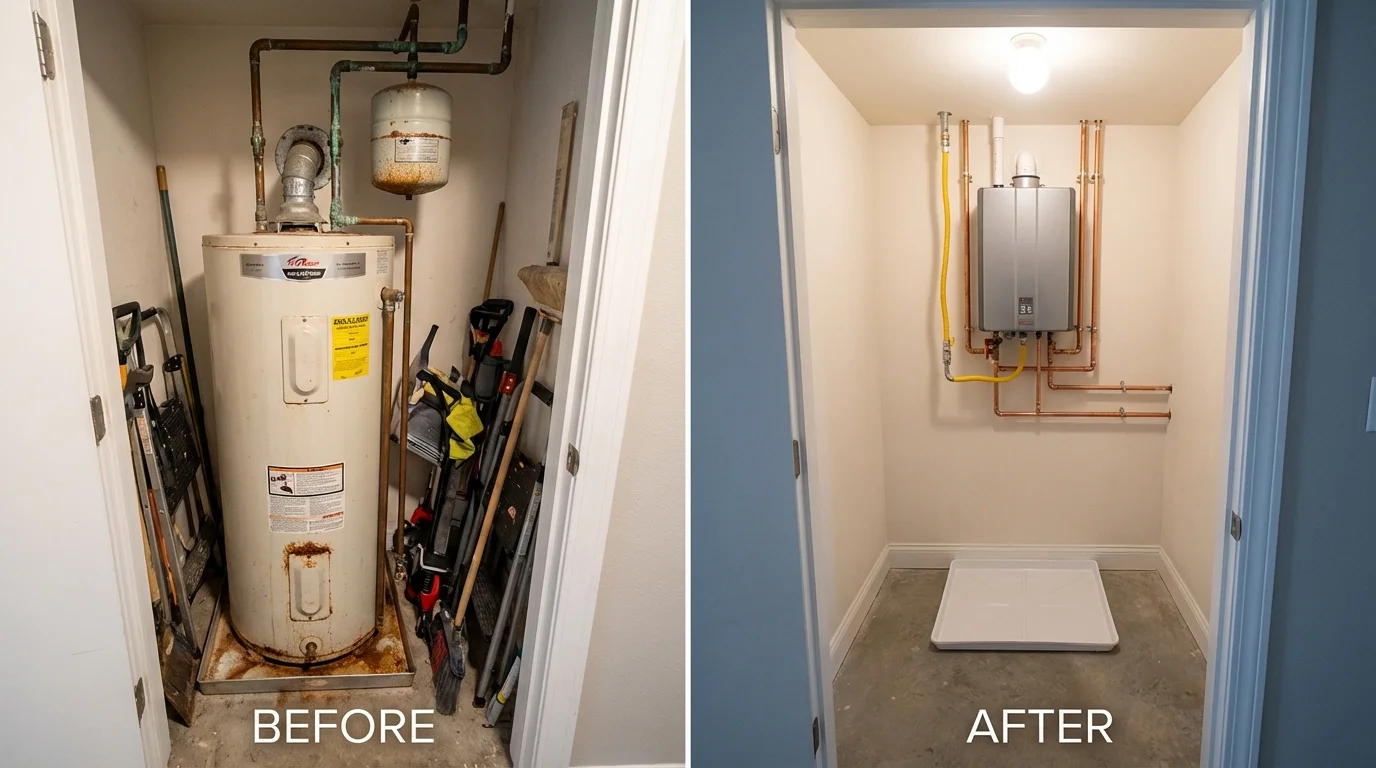 Tank water heater versus wall-mounted tankless unit comparison for Huntsville, TN homeowners